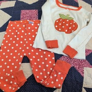 Gymboree Orange and White Polka Dot Pajama Set